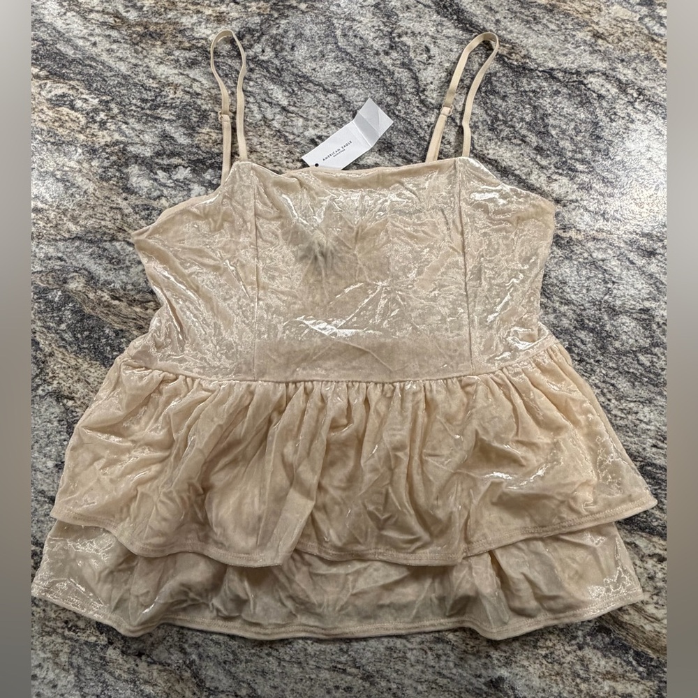 American Eagle Outfitters Cream Velvet Tank Top NWT